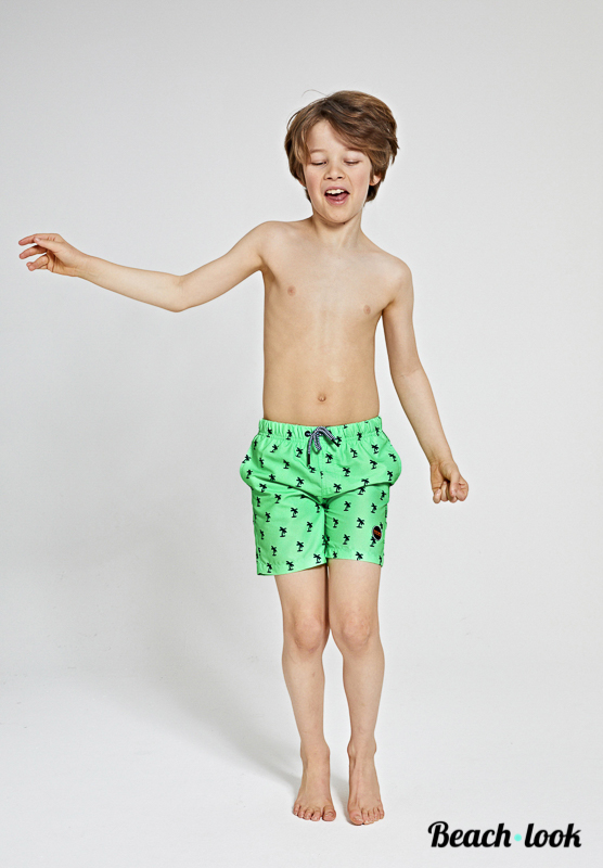 Shiwi Kids Neon Groene Zwemshort met Trendy Palm Print | Vader & Zoon - Afbeelding 2