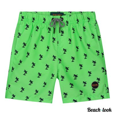 Shiwi Kids Neon Groene Zwemshort met Trendy Palm Print | Vader & Zoon