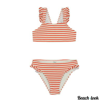 Shiwi MeisjesBikini Trendy Rood Gestreepte Kids Beachwear | Moeder & Dochter