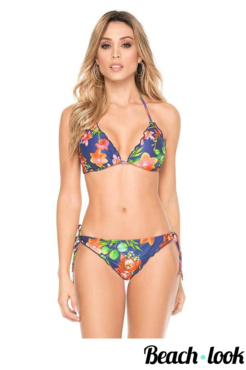 Phax Swimwear Triangel Bikinitop - Tropische Bloemenprint en Volant - Afbeelding 3