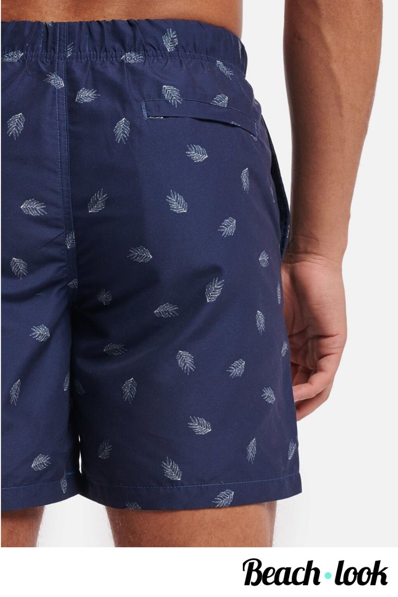 Shiwi Leaf Zwemshort - Donkerblauwe Zwembroek met Bladermotief - Afbeelding 2