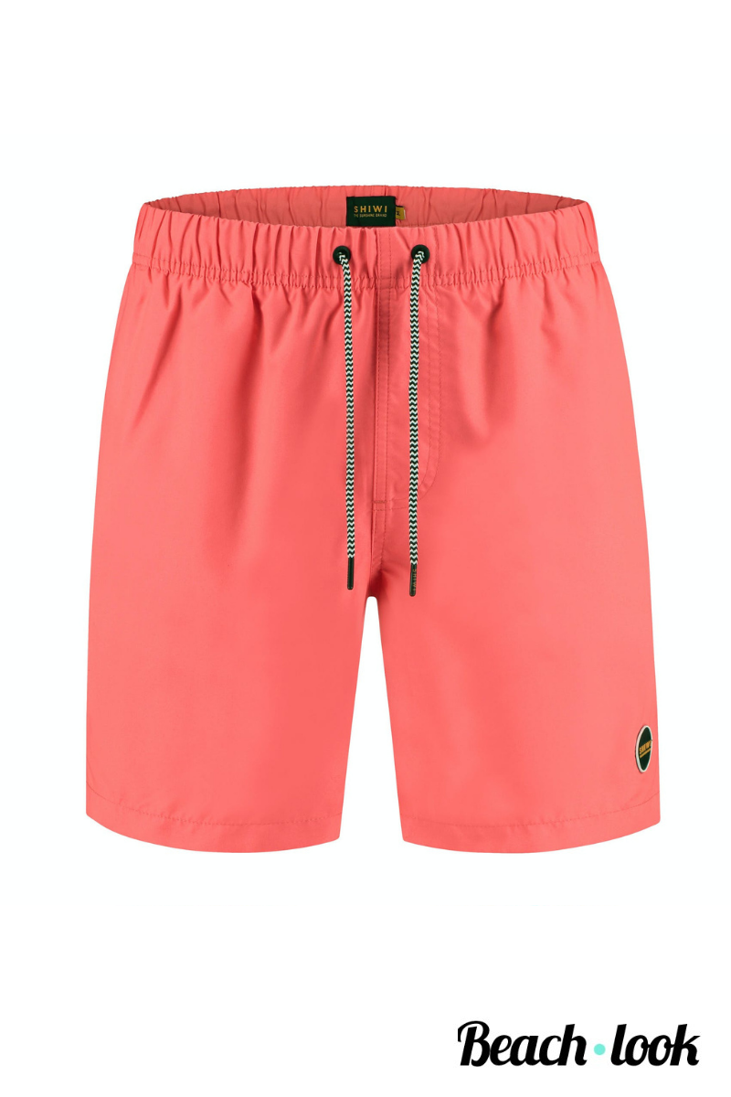Zwembroek neonrood zwemshort tailleband