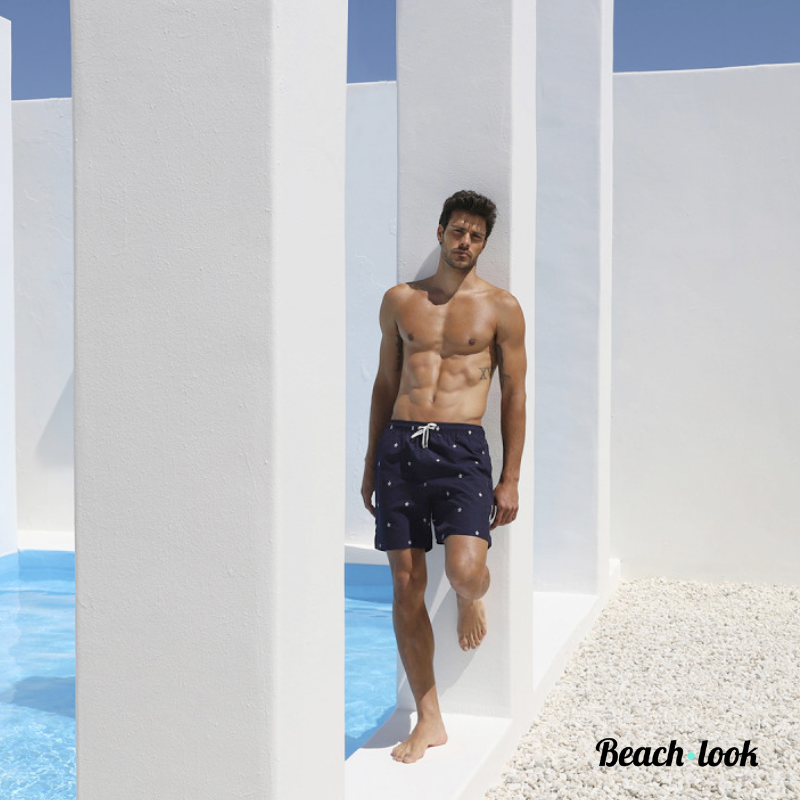 Panos Emporio Navy Blue Zwemshort met Geborduurde Schildpadjes - Afbeelding 2