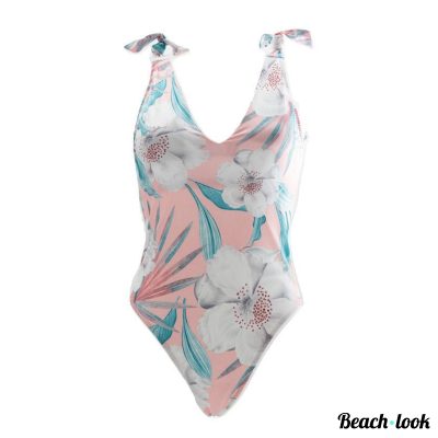 Phax Swimwear Cherry Blossom Badpak met Zachtroze Bloemenprint en Halternek
