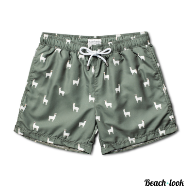 Panos Emporio zwemshorts groen trendy lama print