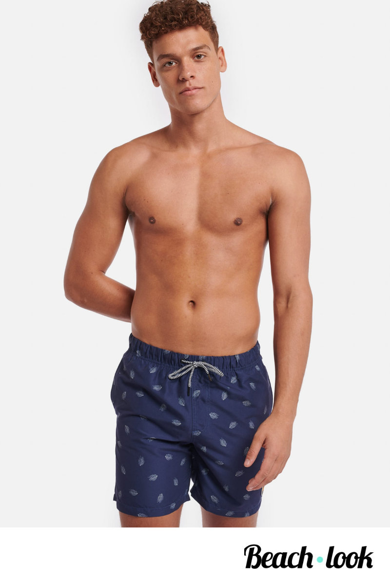 Shiwi Leaf Zwemshort - Donkerblauwe Zwembroek met Bladermotief - Afbeelding 3