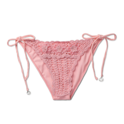 Panos Emporio Kandia roze strik bikinibroekje met pareltjes