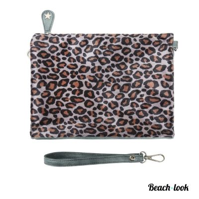 Beach-Look Tas tijgerprint Paars