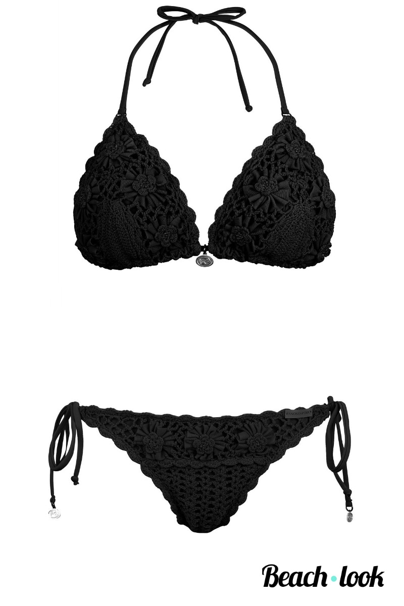 Panos Emporio Kandia triangel bikinitop zwart luxe badmode - Afbeelding 5