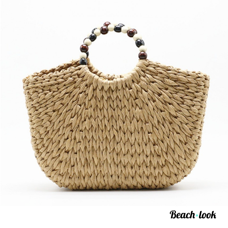 Zomerse Stijl: Handgeweven Rieten Tas met Houten Kralen - Afbeelding 2
