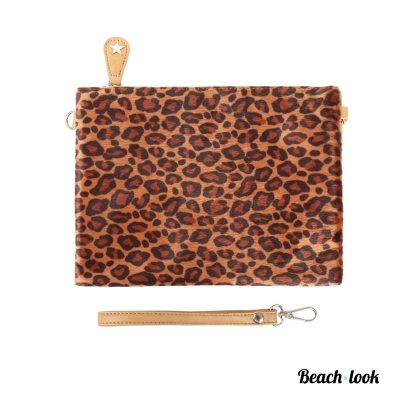 Beach-Look Tas tijgerprint Bruin