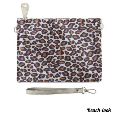 Beach-Look Tas tijgerprint Grijs