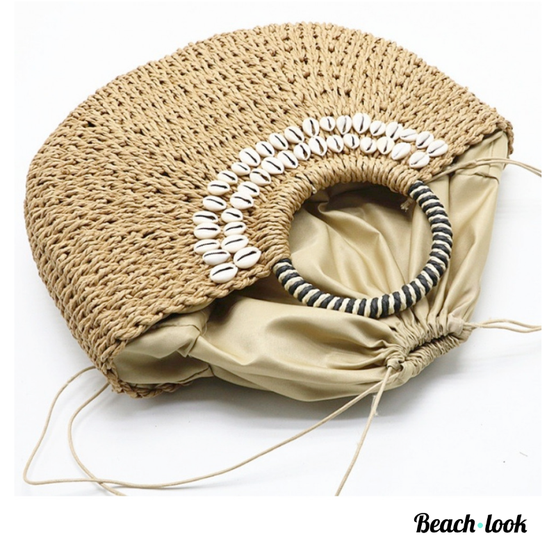 Rieten Handtas Gevoerd met Handvaten - Zomerse Elegantie - Afbeelding 2