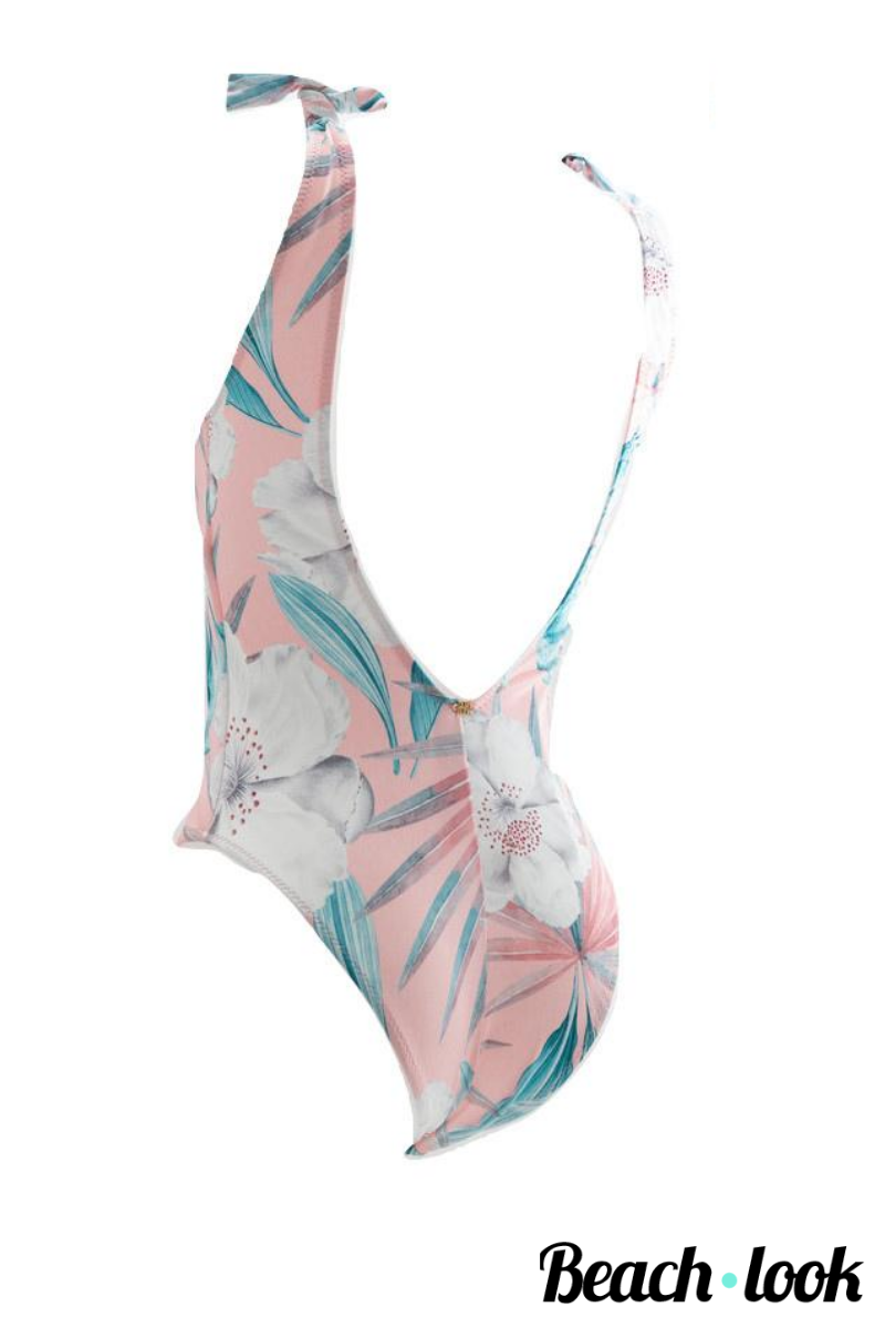 Phax Swimwear Cherry Blossom Badpak met Zachtroze Bloemenprint en Halternek - Afbeelding 6