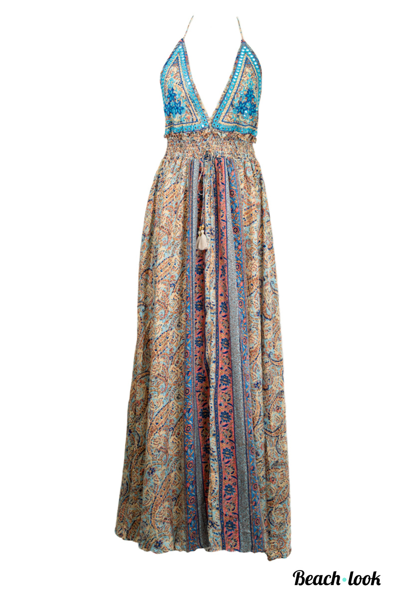 Betoverende LanGe Zomerjurk van Indiase Zijde - Boho Print | Beach Look - Afbeelding 2