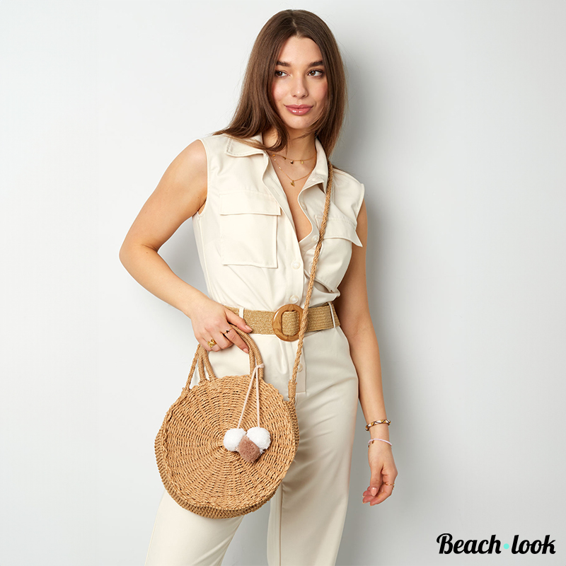 Ronde handtas beige