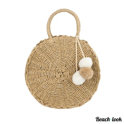 Beach-Look Ronde trendy zomerse handtas | Beige