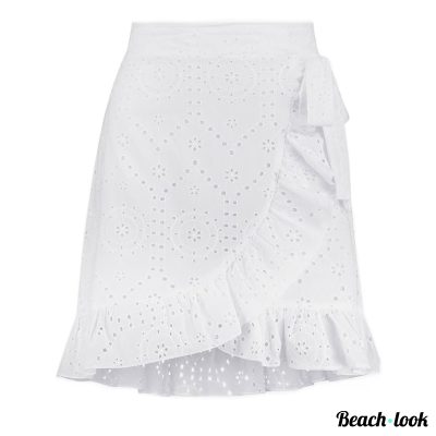 Beach-Look Overslag Rokje Zomer – Trendy Wit Strandrokje