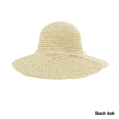 Beach-Look Gehaakte zomerhoed beige – Ibiza stijl